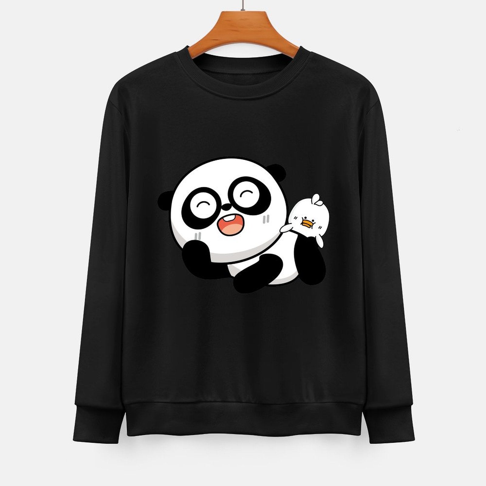 Front Patterned Long Sleeve TopHeavyweight Crew Neck